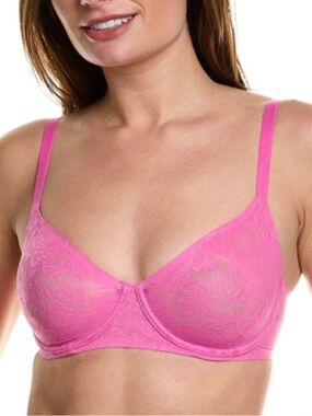 NWOT Natori Pink Sheer Lace Levitate Unlined Underwire Bra Size 30B